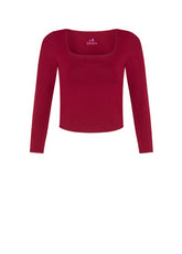 RECYCLED MICROFIBRE LONG SLEEVE TOP - RED - RESTART WITH YOGA | DEHA