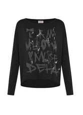 GRAPHIC MODAL LONG SLEEVE T-SHIRT - BLACK - Warm and Cozy | DEHA