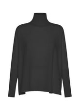 WOOLY BLEND HIGH NECK SWEATER - BLACK - Warm and Cozy | DEHA