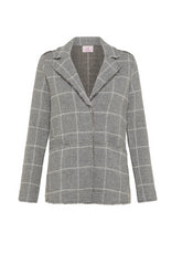 DOUBLED WOOLY GAUZE CHECK BLAZER - GREY - SILVER GRAY | DEHA