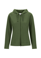 FELPA CORE SLIM CON ZIP E CAPPUCCIO VERDE - OLIVE GREEN | DEHA