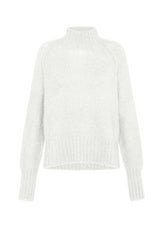 HIGH-NECK FLUFFY SWEATER - WHITE - MILK WHITE | DEHA