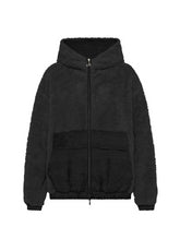 POLAR TEDDY HOODED JACKET - BLACK - Hoodie | DEHA