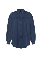 CAMICIA IN FELPA EFFETTO MARMO BLU - NIGHT BLUE | DEHA