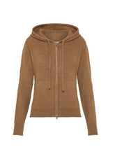 CARDIGAN CON ZIP E CAPPUCCIO MARRONE - GLACE' BROWN | DEHA