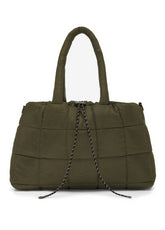 QUILTED SHOPPER BAG - GREEN - OLIVE GREEN | DEHA