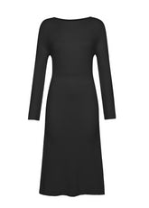 LOUNGE KNITTED LONG DRESS - BLACK - Warm and Cozy | DEHA