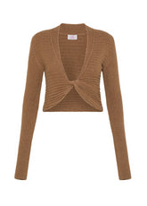 LOUNGE KNITTED SLIM FIT TOP - BROWN - Warm and Cozy | DEHA