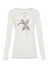 T-SHIRT CON GRAFICA MANICA LUNGA BIANCO - Warm and Cosy | DEHA