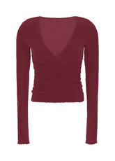 WICKELCARDIGAN AUS BOUCLE' - ROT - CORDOVAN RED | DEHA