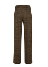 CHECK JACQUARD PALAZZO PANTS - BROWN - GLACE' BROWN | DEHA