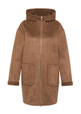 ECO-FRIENDLY SHEEPSKIN COAT - BROWN - GLACE' BROWN | DEHA