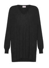 WOOLY BLEND V-NECK SWEATER - BLACK - Warm and Cozy | DEHA