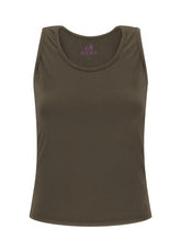 SPORTLICHES TANK TOP AUS STRETCH-JERSEY - BRAUN - RESTART WITH YOGA | DEHA