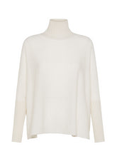 WOOLY BLEND HIGH NECK SWEATER - WHITE - Warm and Cozy | DEHA