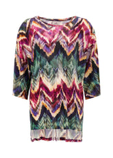 ALLOVER OVERSIZE YOGA T-SHIRT, MULTICOLOR - ALL CHEVRON | DEHA