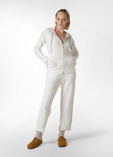 LOUNGE FULL ZIP CARDIGAN, WHITE - MILK WHITE | DEHA