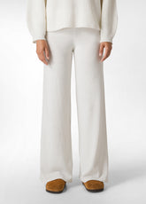 CASHMERE BLEND WIDE LEG PANTS, WHITE - MILK WHITE | DEHA