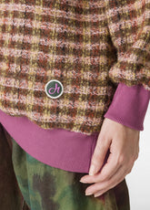 JAQUARD WOOLY SWEATSHIRT, PINK - ROSE & RED CHECK | DEHA