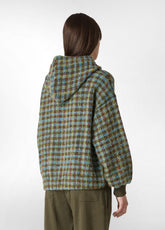 JAQUARD WOOLY JACKET, GREEN - GREEN & BLUE CHECK | DEHA