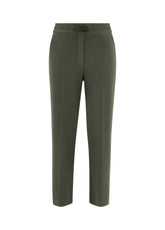 GABARDINE STRAIGHT PANTS, GREEN - OLIVE GREEN | DEHA