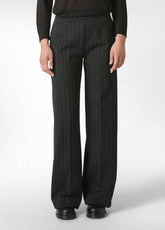 PINSTRIPED WIDE LEG PANTS, BLACK - BLACK | DEHA