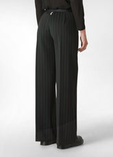 PINSTRIPED WIDE LEG PANTS, BLACK - BLACK | DEHA