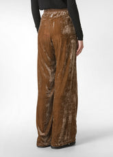 PANTALONE PALAZZO IN VELLUTO MARRONE - BISCUIT BROWN | DEHA